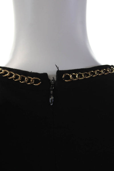 Calvin Klein Womens Gold Tone Chain Detail Zipped High Neck Dress Black Size 2
