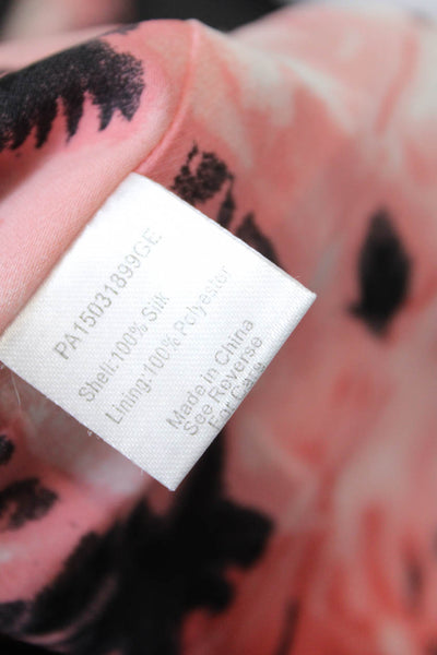 Parker Womens Silk Abstract Printed V-Neck Sleeveless Blouson Dress Pink Size S