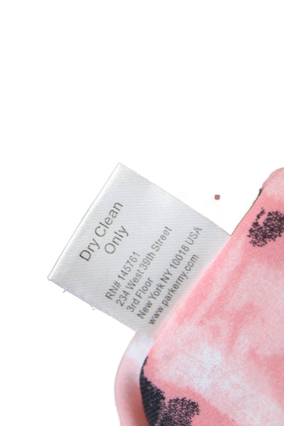Parker Womens Silk Abstract Printed V-Neck Sleeveless Blouson Dress Pink Size S