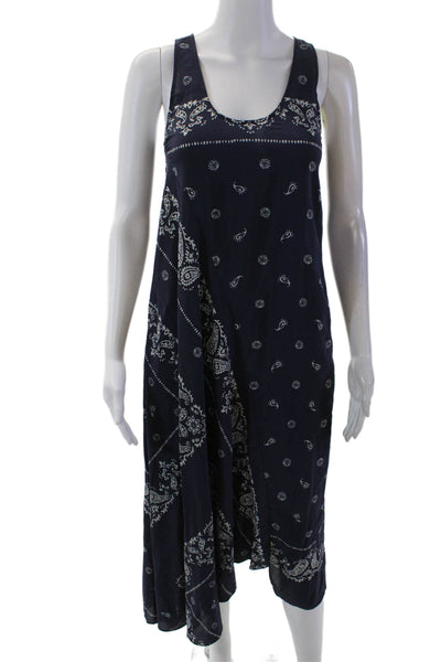Theory Womens Silk Paisley Print Scoop Neck Sleeveless Shift Dress Blue Size 00
