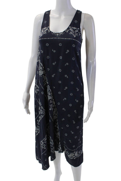 Theory Womens Silk Paisley Print Scoop Neck Sleeveless Shift Dress Blue Size 00
