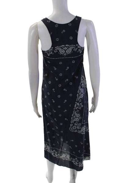 Theory Womens Silk Paisley Print Scoop Neck Sleeveless Shift Dress Blue Size 00
