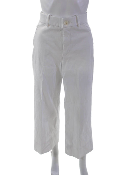 Spanx Womens Zipper Fly High Rise Straight Leg Twill Pants White Cotton Size XS