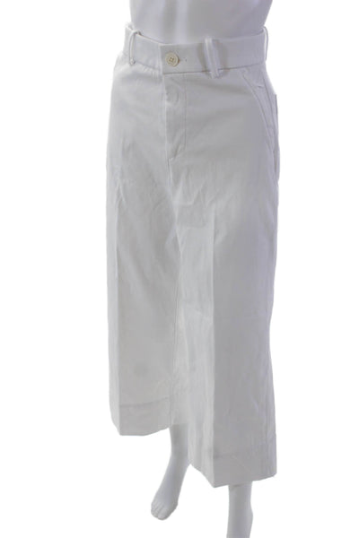 Spanx Womens Zipper Fly High Rise Straight Leg Twill Pants White Cotton Size XS