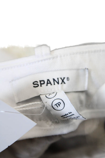 Spanx Womens Zipper Fly High Rise Straight Leg Twill Pants White Cotton Size XS