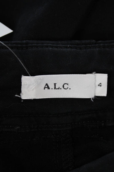ALC Womens Cotton Zip Button Lined Straight Leg Casual Pants Black Size 04