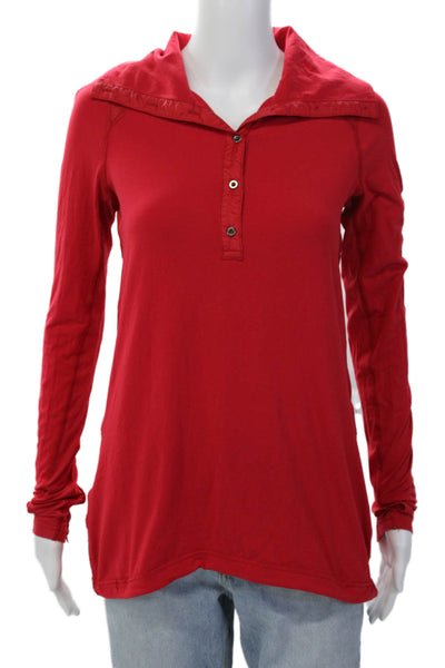 Lululemon Womens Long Sleeve V-neck Button Lined Athletic Top Red Size S