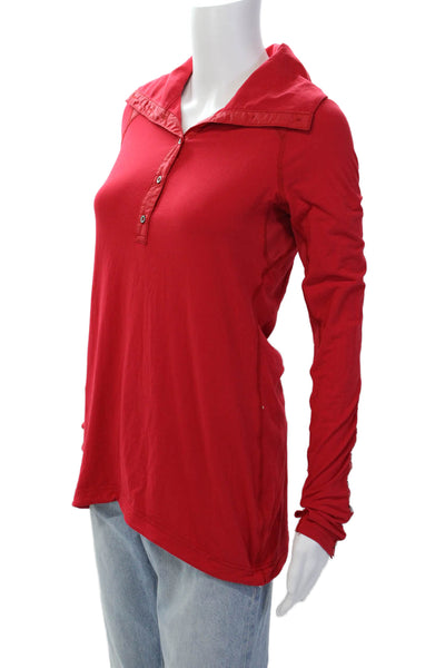 Lululemon Womens Long Sleeve V-neck Button Lined Athletic Top Red Size S