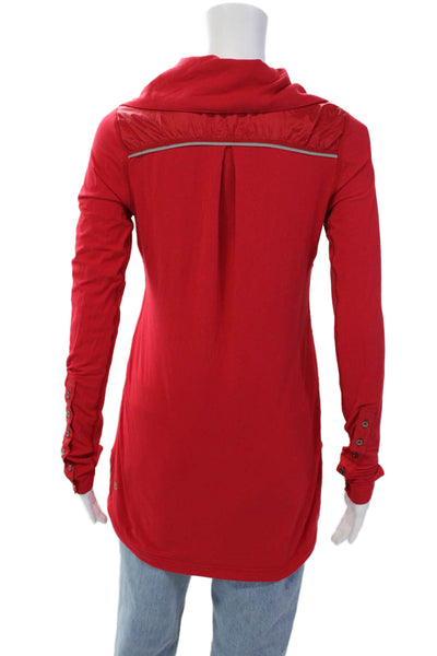 Lululemon Womens Long Sleeve V-neck Button Lined Athletic Top Red Size S