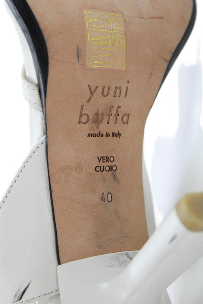 Yuni Buffa Womens Leather Square Toe Ankle Strap Heels Sandals Shoes White Sz 40