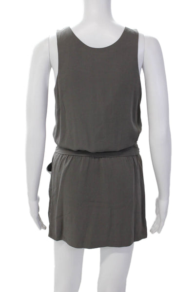 Theory Womens Textured Sleeveless Scoop Neck Tie Front Mini Dress Gray Size 0