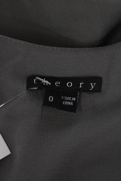Theory Womens Textured Sleeveless Scoop Neck Tie Front Mini Dress Gray Size 0