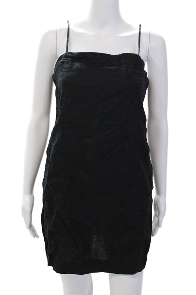 Madewell Womens Cotton Square Neck Spaghetti Strap Lined Tunic Tank Top Black Si
