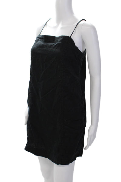 Madewell Womens Cotton Square Neck Spaghetti Strap Lined Tunic Tank Top Black Si
