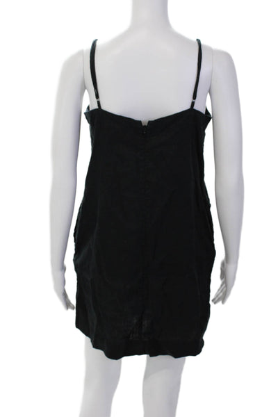 Madewell Womens Cotton Square Neck Spaghetti Strap Lined Tunic Tank Top Black Si