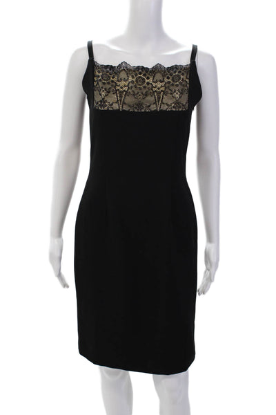 Ports International Womens Textured Square Neck Zip Mini Dress Black Size 06