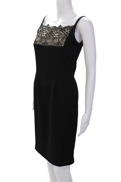 Ports International Womens Textured Square Neck Zip Mini Dress Black Size 06