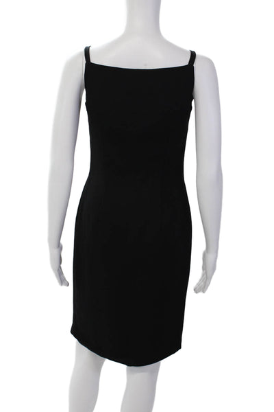 Ports International Womens Textured Square Neck Zip Mini Dress Black Size 06
