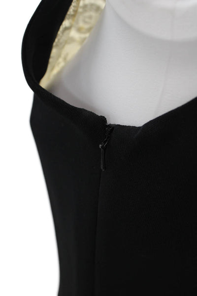 Ports International Womens Textured Square Neck Zip Mini Dress Black Size 06
