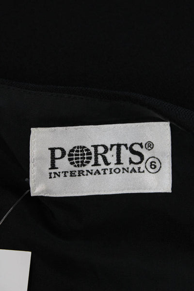 Ports International Womens Textured Square Neck Zip Mini Dress Black Size 06