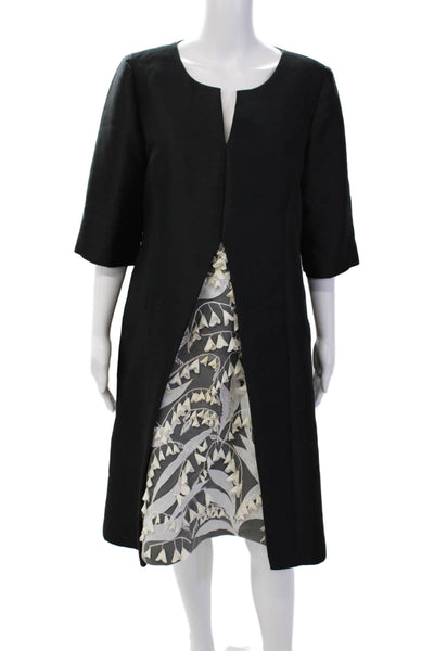 Lee Anderson Couture Womens Short Sleeve Zippered Knee Length Dress Black Size 8