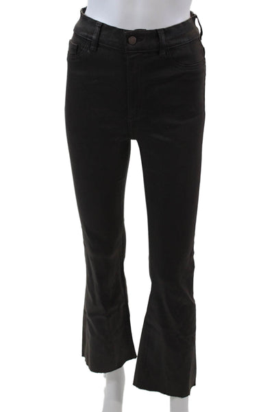 DL1961 Womens High Rise Bridget Boot Cut Crop Jeans Brown Cotton Size 27