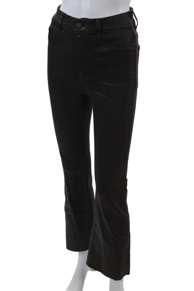 DL1961 Womens High Rise Bridget Boot Cut Crop Jeans Brown Cotton Size 27