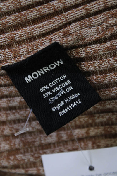 Monrow Womens Button Down Turtleneck Cardigan Sweater Brown Cotton Size Medium