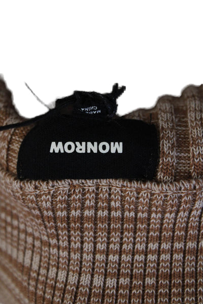 Monrow Womens Button Down Turtleneck Cardigan Sweater Brown Cotton Size Medium