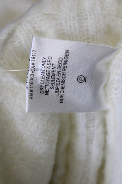 Minnie Rose Womens Cable Knit Cardigan Sweater White Wool Size Extra Small