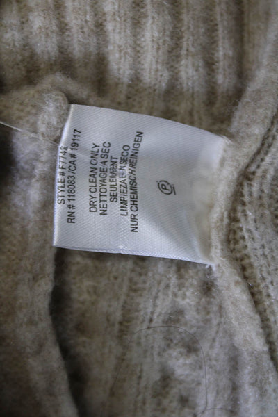 Minnie Rose Womens Cable Knit Cardigan Sweater Beige Wool Size Extra Small