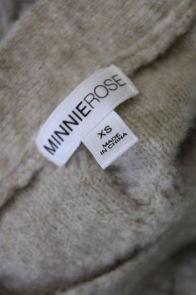 Minnie Rose Womens Cable Knit Cardigan Sweater Beige Wool Size Extra Small