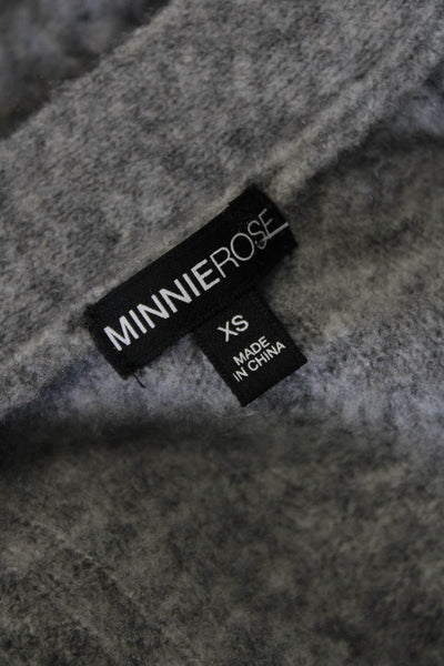 Minnie Rose Womens Cable Knit Cardigan Sweater Gray Wool Size Extra Small