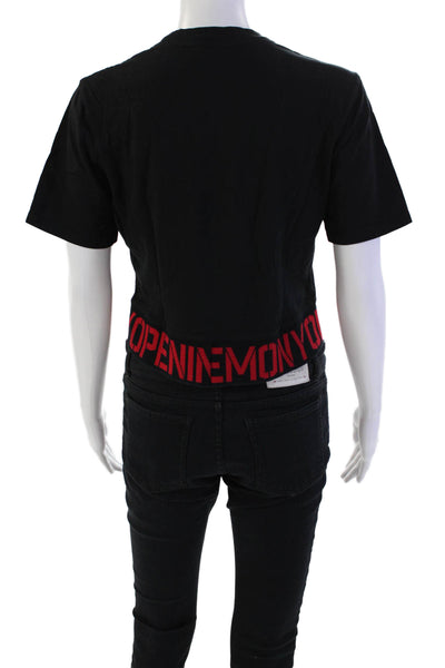 Opening Ceremony Womens Cotton Elasticated Short Sleeve T Shirt Black Size XS