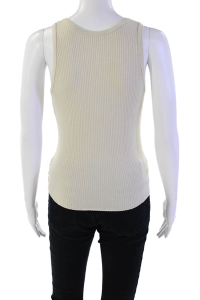 The Range Womens Ribbed Sleeveless Pullover Tank Top Beige Size Extra Small