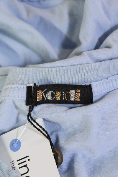 Kondi Womens Cotton Crew Neck Short Sleeve Cropped T-Shirt Powder Blue Size L