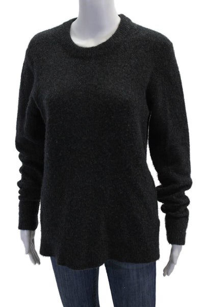Minnie Rose Women's Round Neck Long Sleeves Pullover Sweater Gray Size S