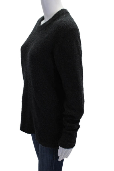 Minnie Rose Women's Round Neck Long Sleeves Pullover Sweater Gray Size S
