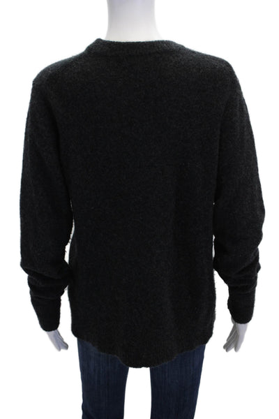 Minnie Rose Women's Round Neck Long Sleeves Pullover Sweater Gray Size S