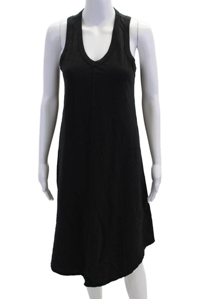Leallo Women's Scoop Neck Sleeveless Midi T-Shirt Dress Black Size S