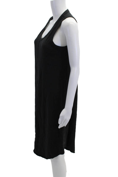 Leallo Women's Scoop Neck Sleeveless Midi T-Shirt Dress Black Size S