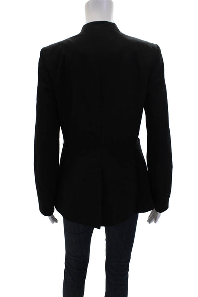 DKNY Womens Collared Lined Open Front Metal Tone Blazer Black Size 04
