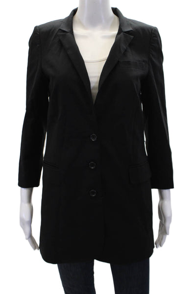 Elizabeth and James Long Sleeve Lined Button Pleated Blazer Black Size M