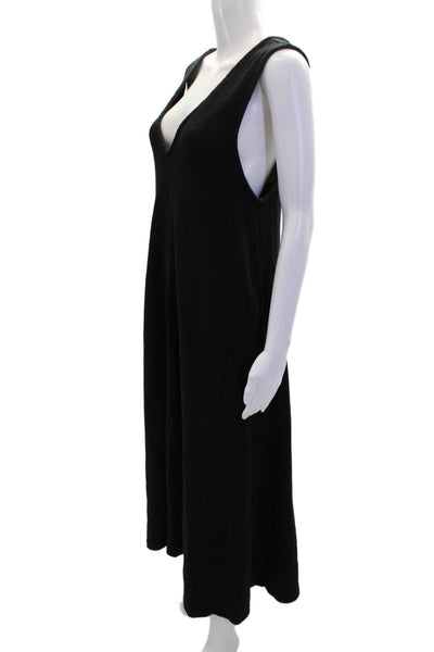 FP Beach Womens Cotton Sleeveless V-neck Knit Casual Slit Dress Black Size S