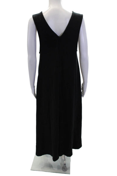 FP Beach Womens Cotton Sleeveless V-neck Knit Casual Slit Dress Black Size S