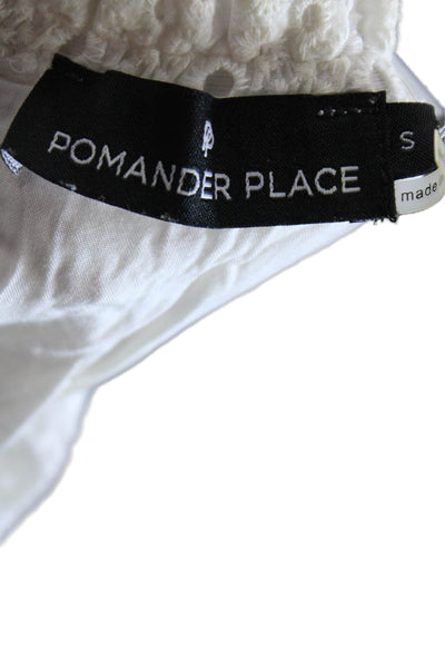 Pomander Place Womens Eyelet Square Neck Short Sleeve Blouse White Size S