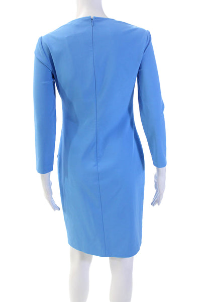 Shoshanna Womens V-Neck Long Sleeve Pencil Knee Length Dress Blue Size 2