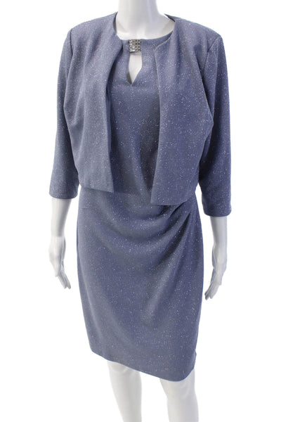 SLNY Womens Boat Neck Sleeveless Knee Length Pencil Dress Set Blue Size 8P