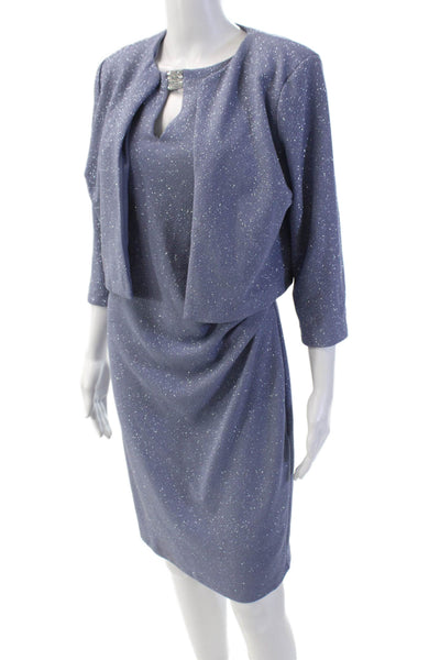 SLNY Womens Boat Neck Sleeveless Knee Length Pencil Dress Set Blue Size 8P
