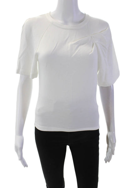 IRO Womens Short Sleeve Crew Neck Basic Cropped Top Solid White Size XS